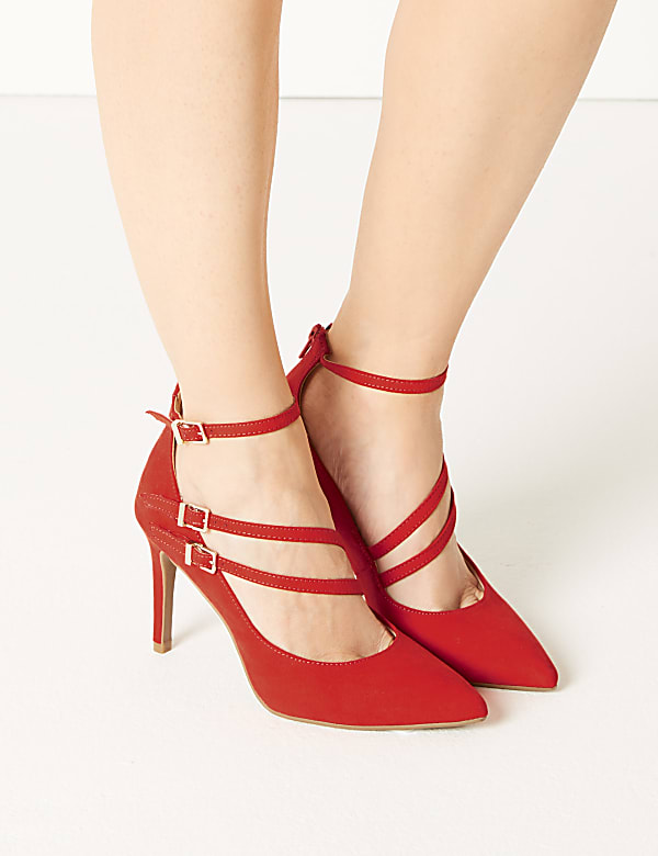 Stiletto Heel Multi Strap Pointed Court Shoes