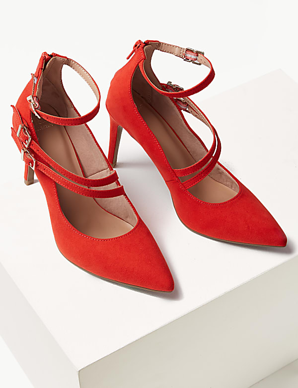 Stiletto Heel Multi Strap Pointed Court Shoes