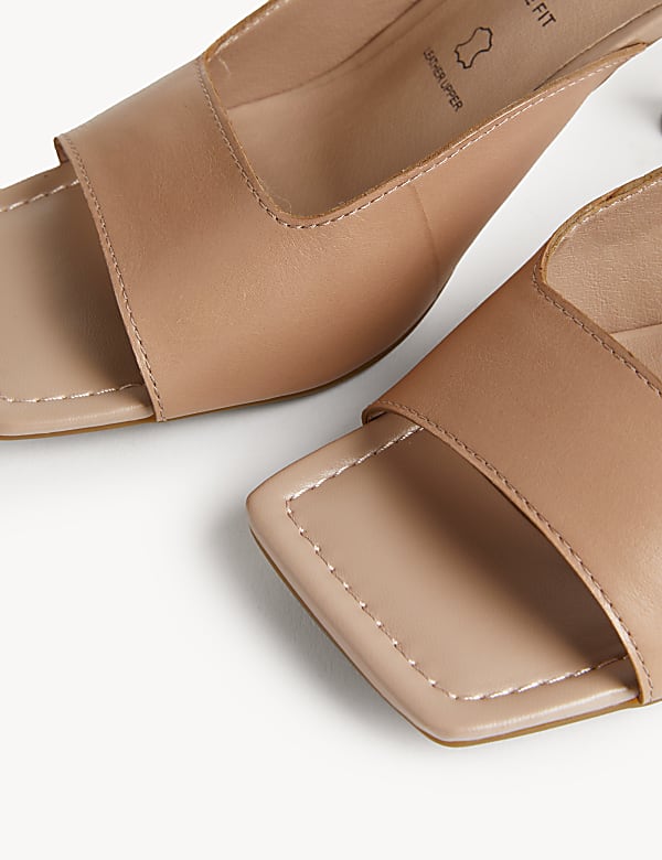 Wide Fit Leather Kitten Heel Mules