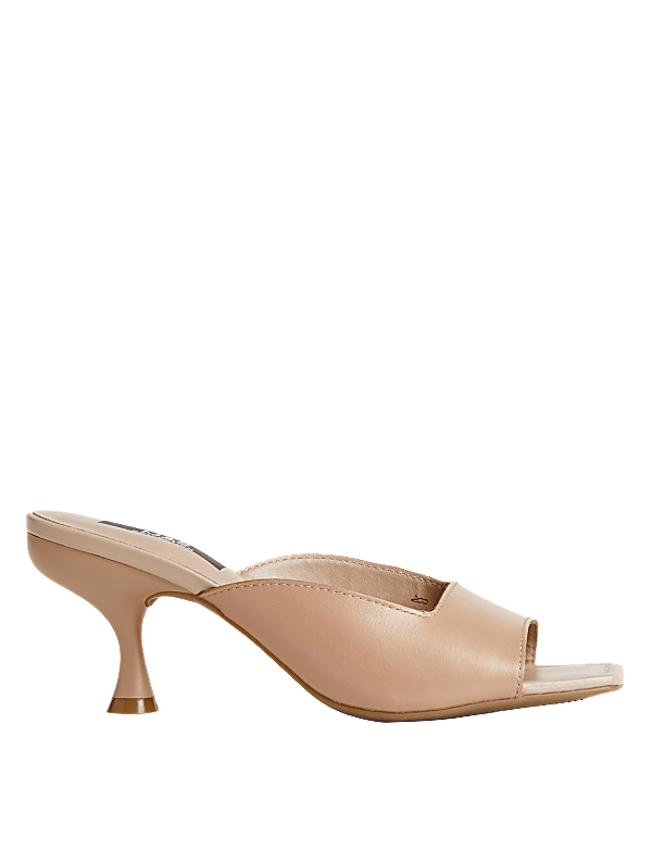 Wide Fit Leather Kitten Heel Mules
