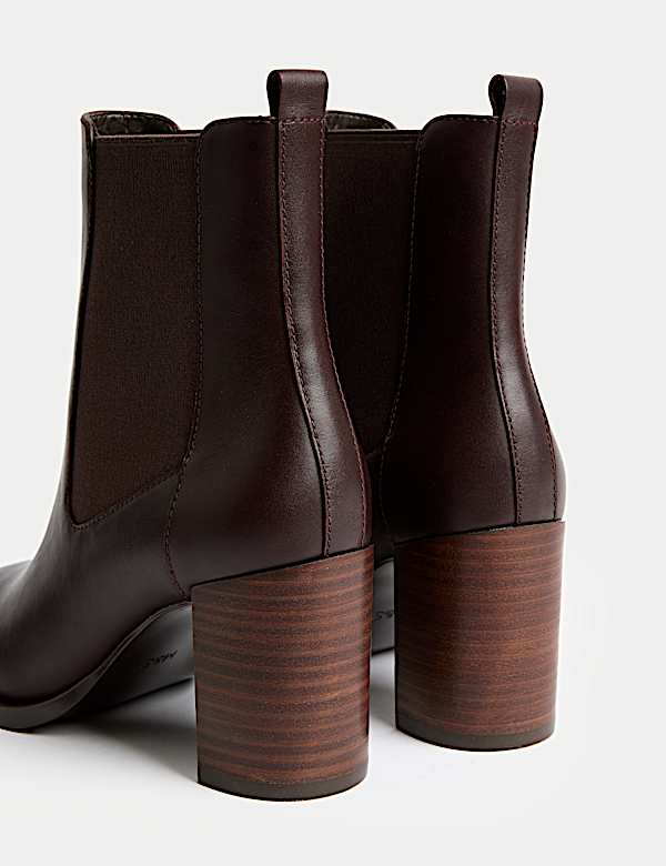Leather Chelsea Block Heel Ankle Boots - CA