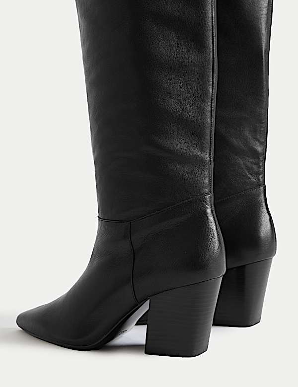 Leren knielaarzen met spitse neus - BE