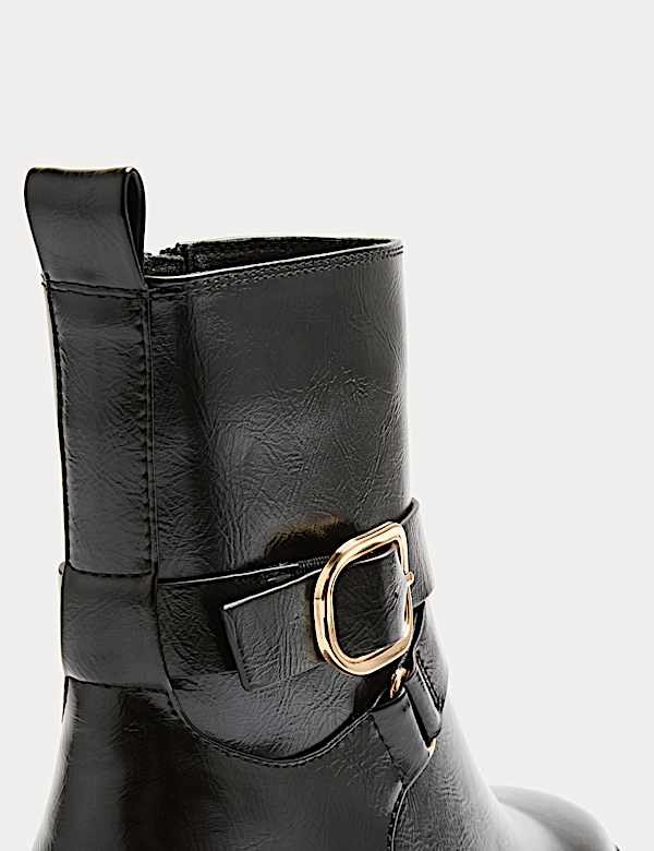 Buckle Block Heel Ankle Boot - NL