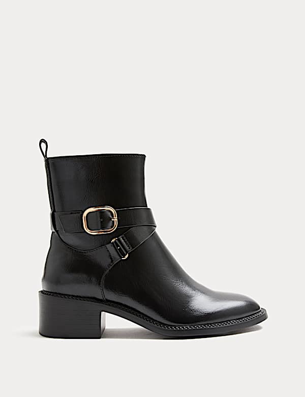 Buckle Block Heel Ankle Boot - NL