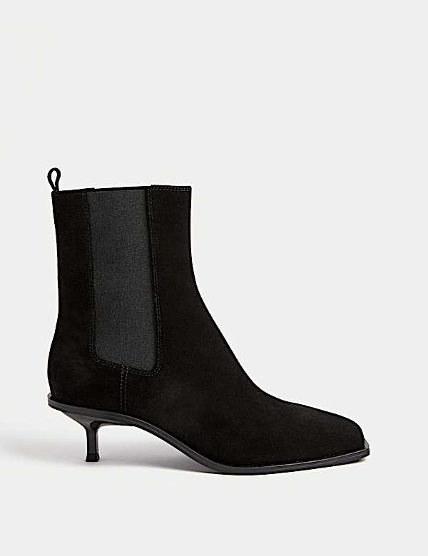 Suede Chelsea Kitten Heel Ankle Boots - VN