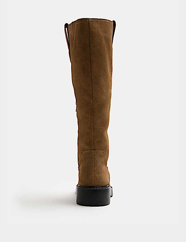 Suede Faux Fur Lined Knee High Boots - BN