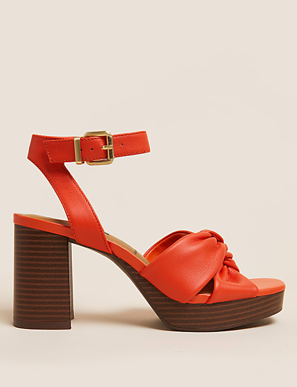 Leather Knot Platform Sandals