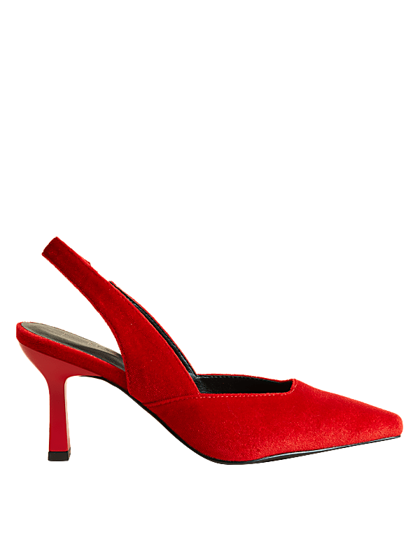 Velvet Stiletto Heel Slingback Shoes