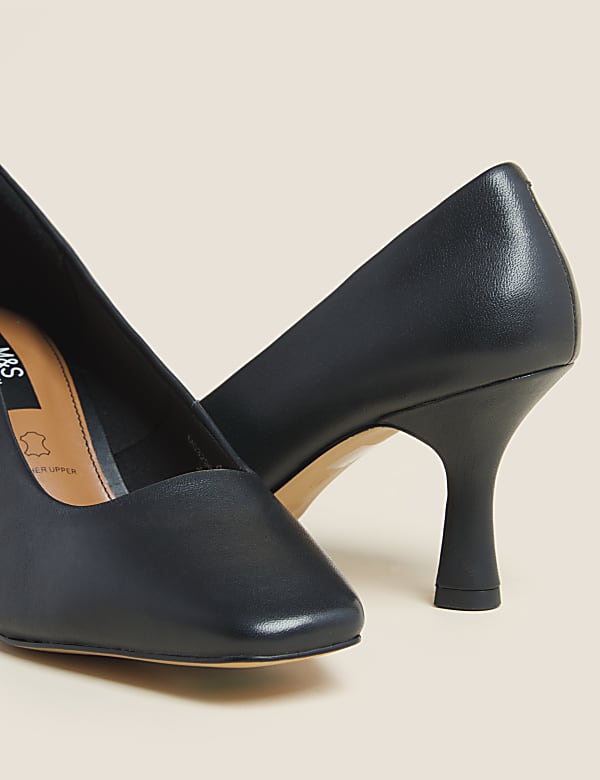 Leather Square Toe Court Shoes