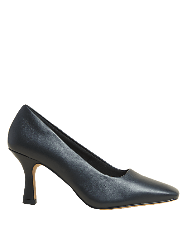 Leather Square Toe Court Shoes
