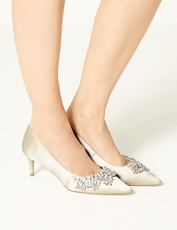Buy Satin Kitten Heel Trim Court Shoes at Marks Spencer