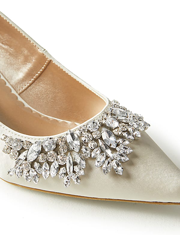Satin Kitten Heel Trim Court Shoes