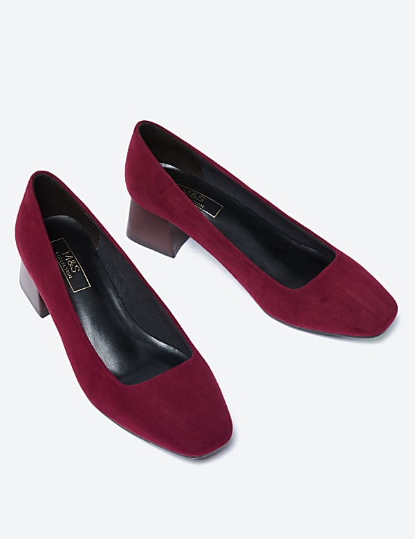 Square Toe Block Heel Court Shoes