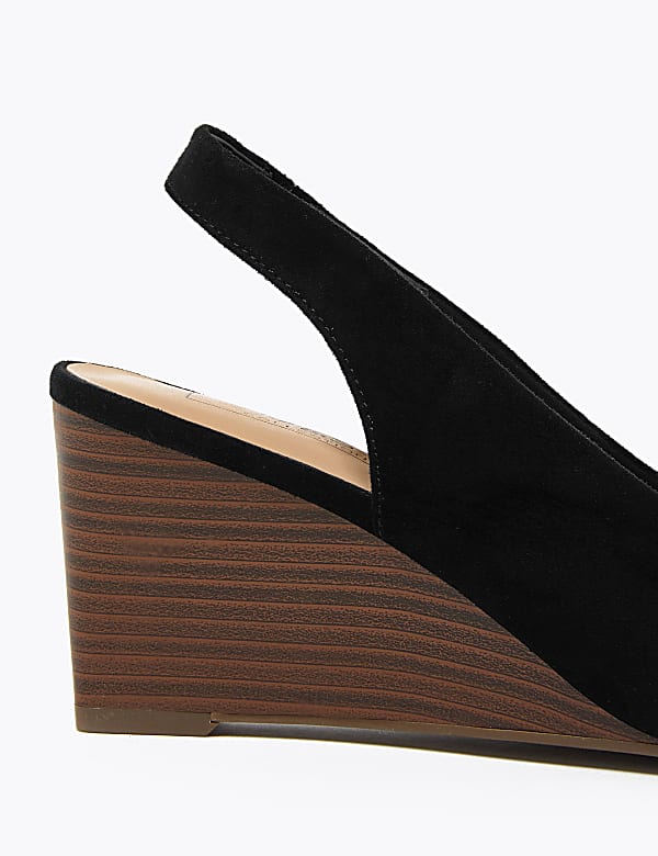 Suede Wedge Pointed Slingback Shoes