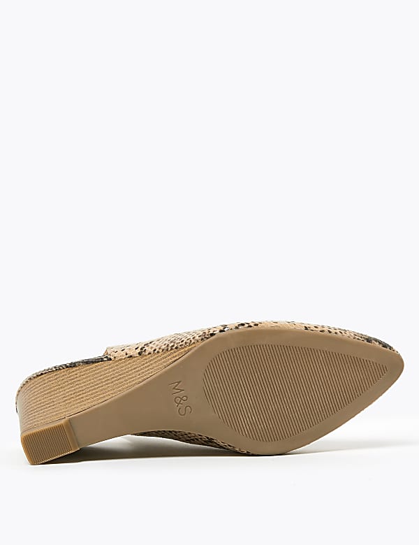 Printed Wedge Pointed Slingback Shoes