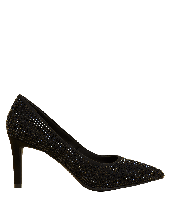 Sparkle Stiletto Heel Pointed Court Shoes