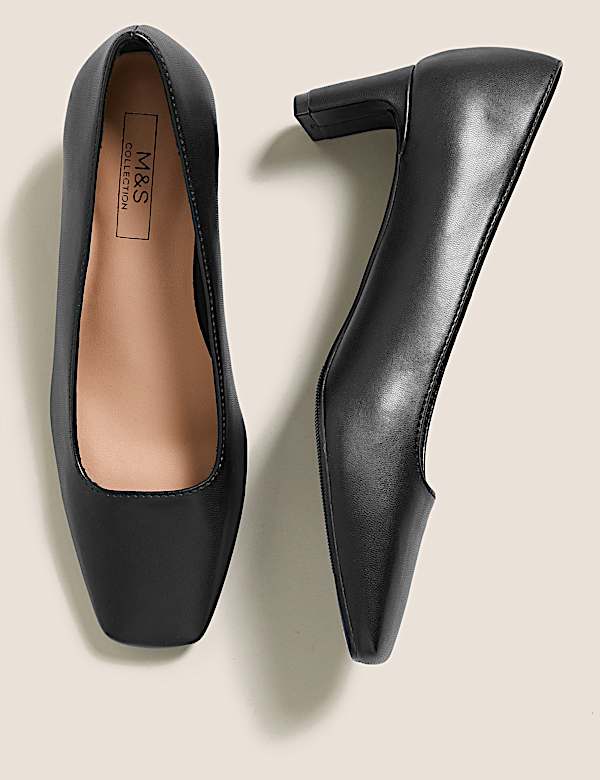 Kitten Heel Square Toe Court Shoes