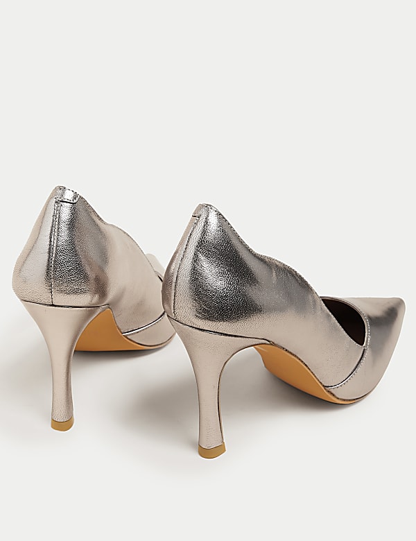 Leather Stiletto Heel Pointed Court Shoes