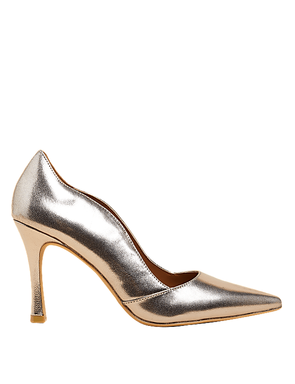 Leather Stiletto Heel Pointed Court Shoes