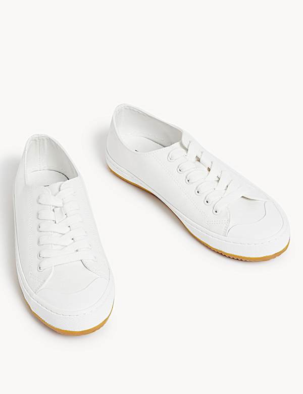Canvas Lace Up Stripe Trainers - FI