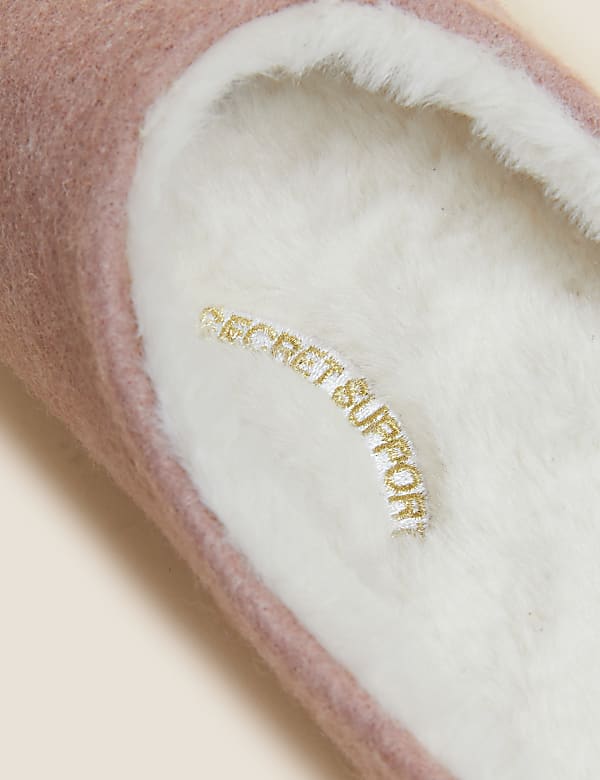 Felt Mule Slippers with Secret Support