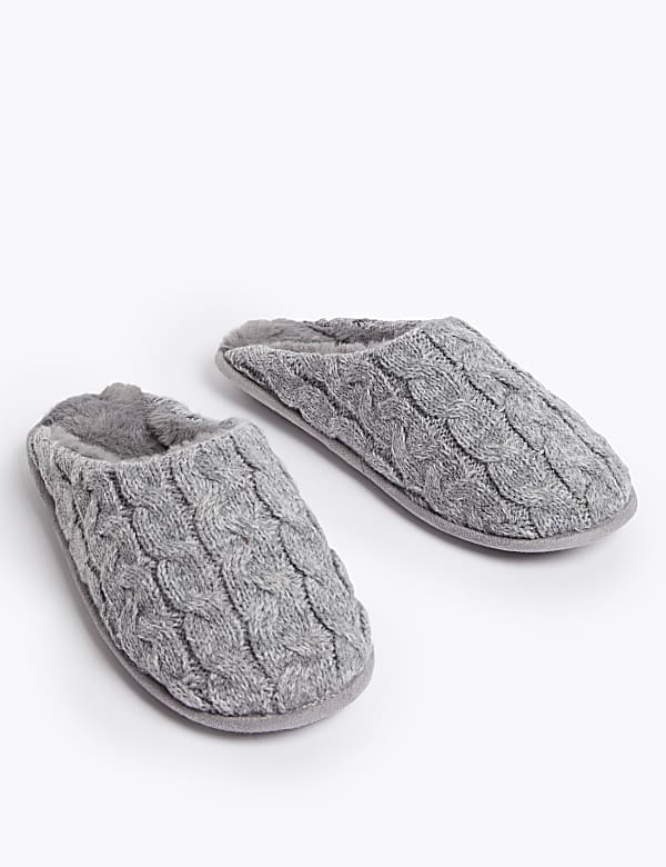 Cable Knit Mule Slippers - PT