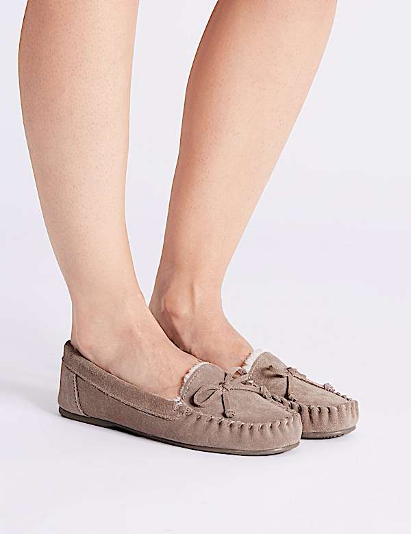 Suede Moccasin Slippers with Freshfeet&trade;