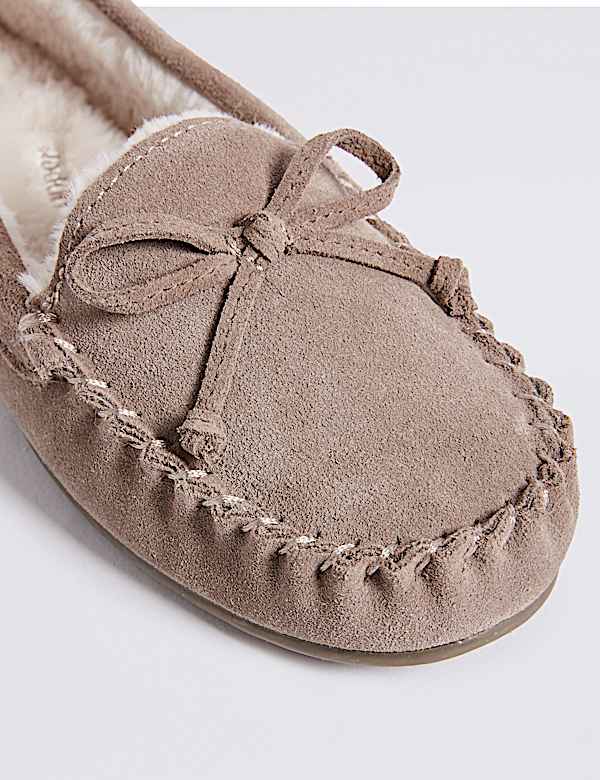Suede Moccasin Slippers with Freshfeet&trade;