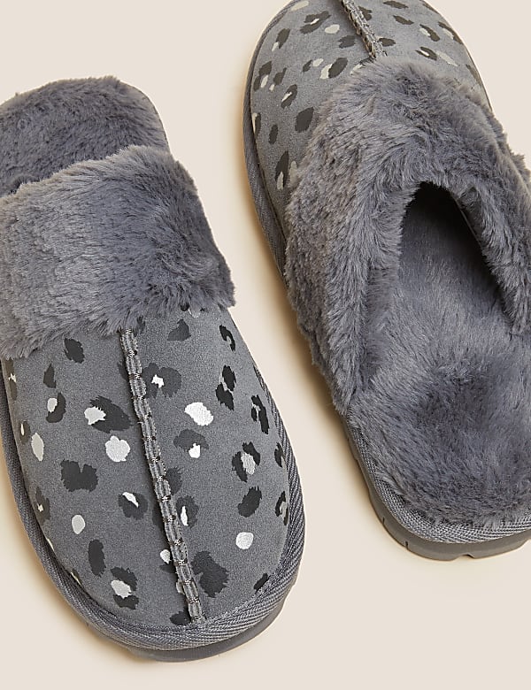 Suede Leopard Print Clog Slippers