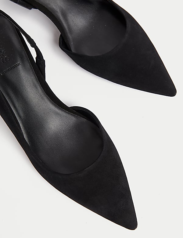 Leather Block Heel Court Shoes - DK
