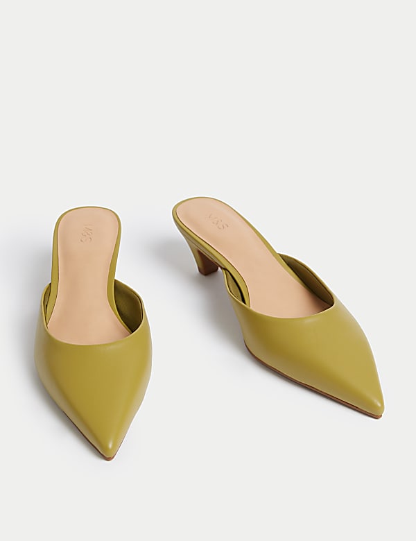 Slip On Kitten Heel Pointed Mules - NZ