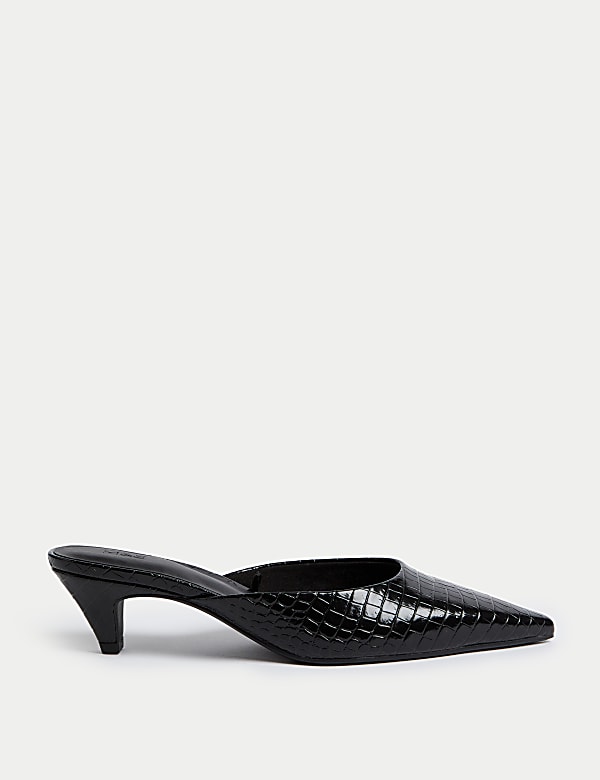 Croc Kitten Heel Mules - HU