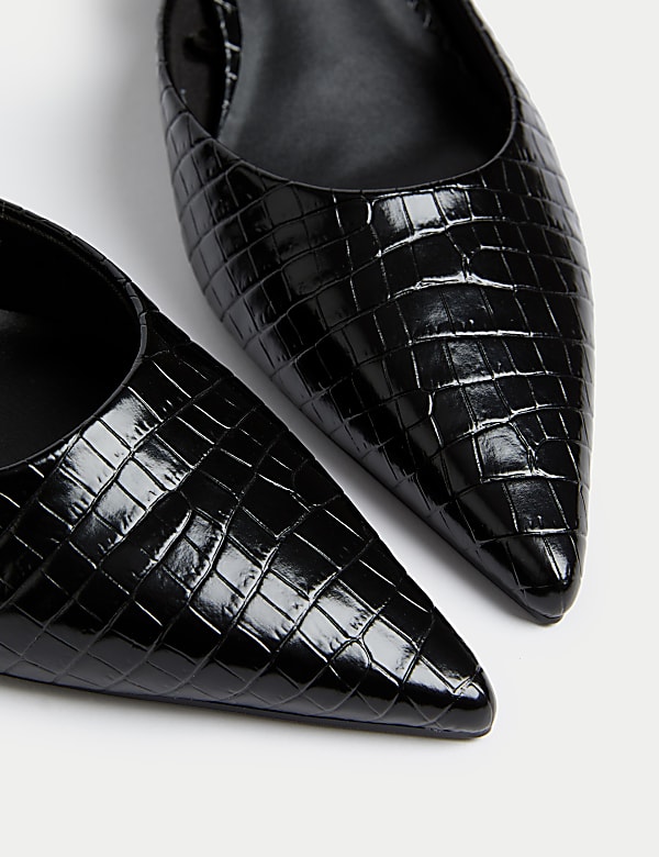 Croc Kitten Heel Mules - JP