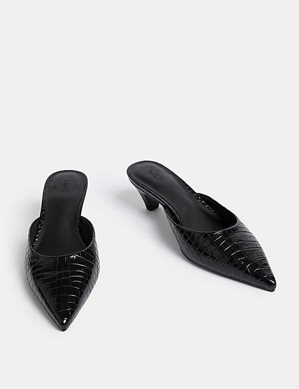 Croc Kitten Heel Mules - JP