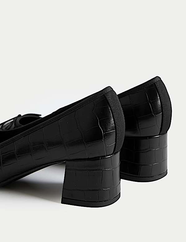 נעלי עקב בלוק אלגנטיות במרקם עור תנין - IL