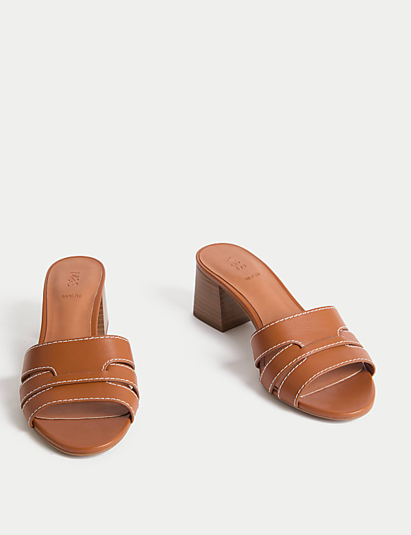 Wide Fit Block Heel Mules - CY