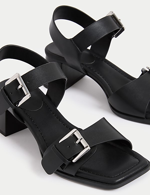 Double Buckle Block Heel Sandal - AT