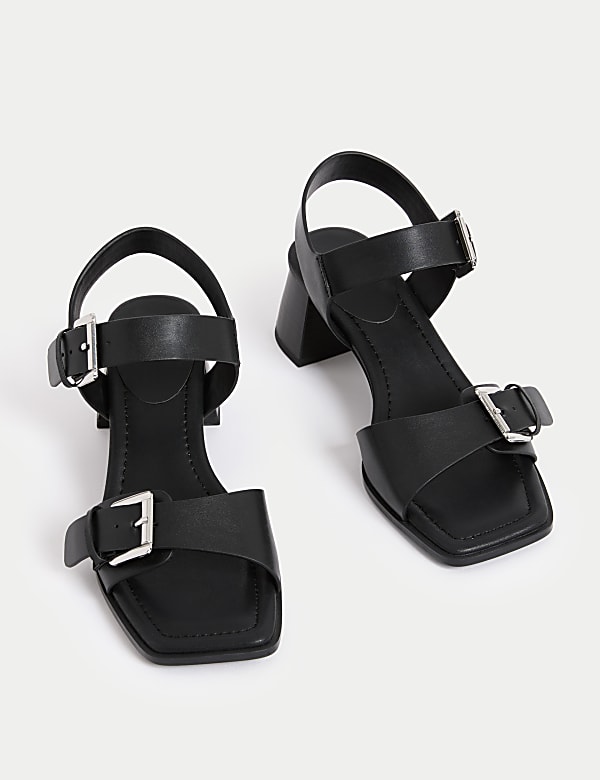 Double Buckle Block Heel Sandal - AT
