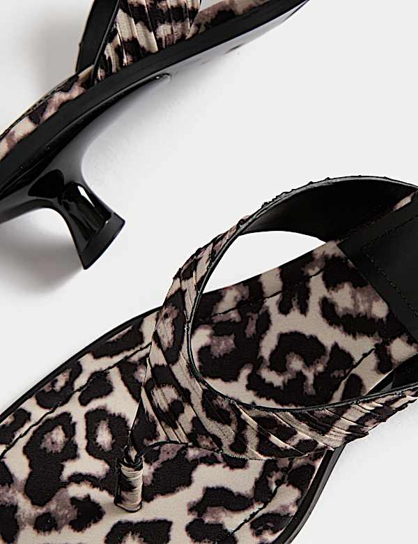 Leopard Print Kitten Heel Sandals - AU