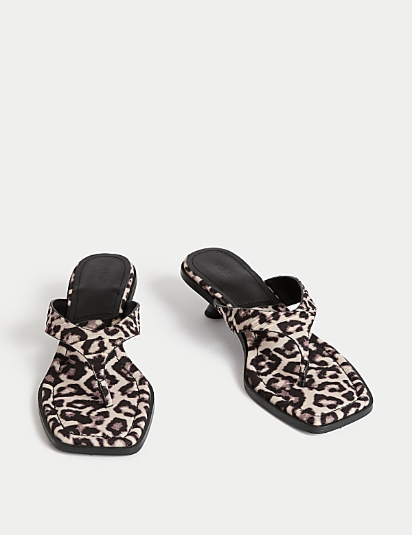 Leopard Print Kitten Heel Sandals - AU