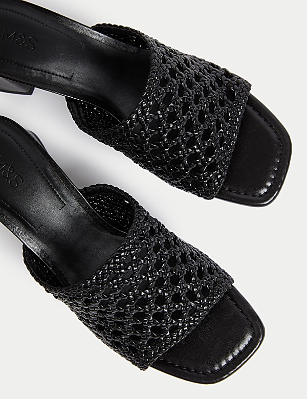 Zapatos de tejido con puntera abierta y tac&oacute;n en bloque - ES