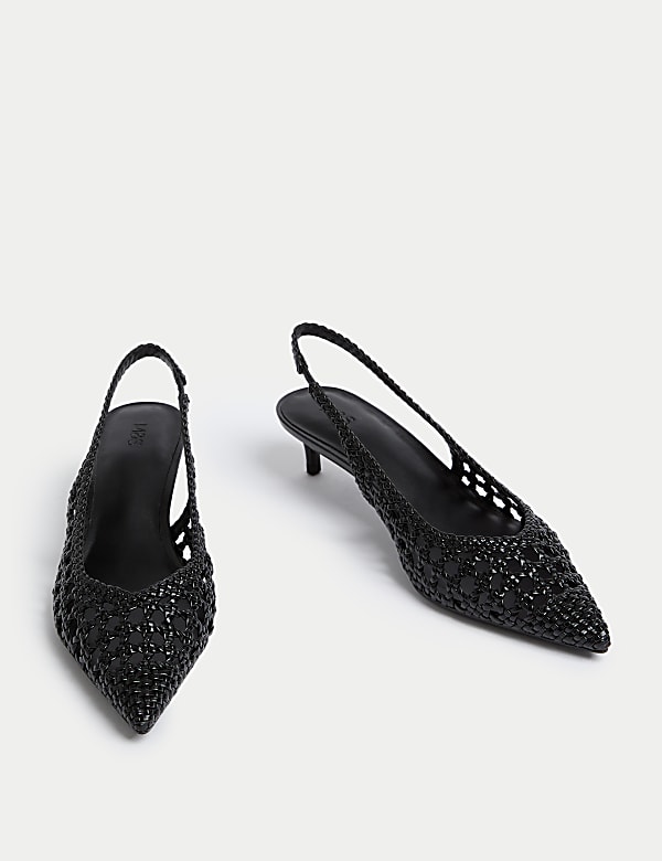 Geflochtene Knöchelriemenschuhe mit Kitten-Absatz - DE