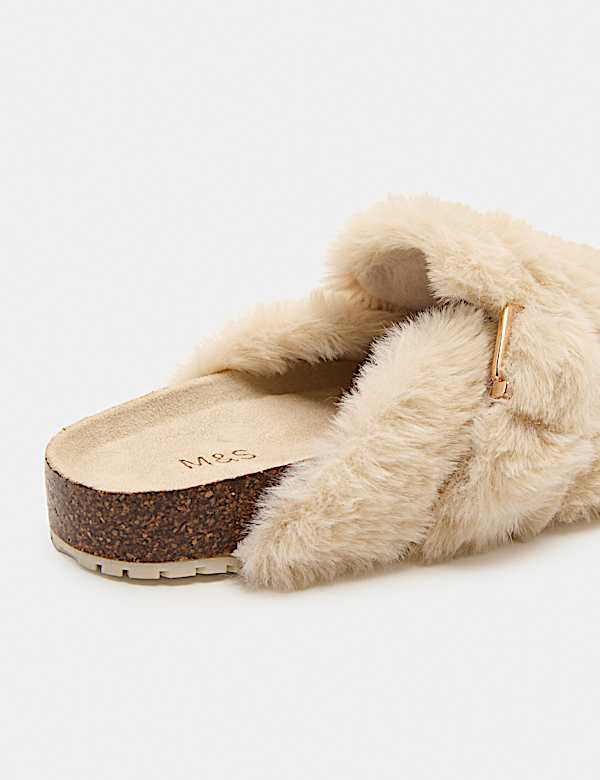Faux Fur Mule Slippers - JE