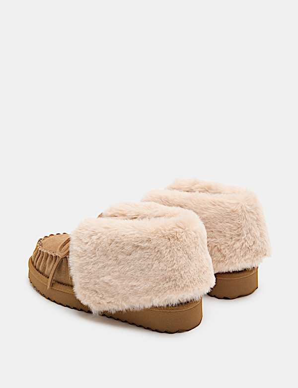 Suede Bow Slipper Boots - KR