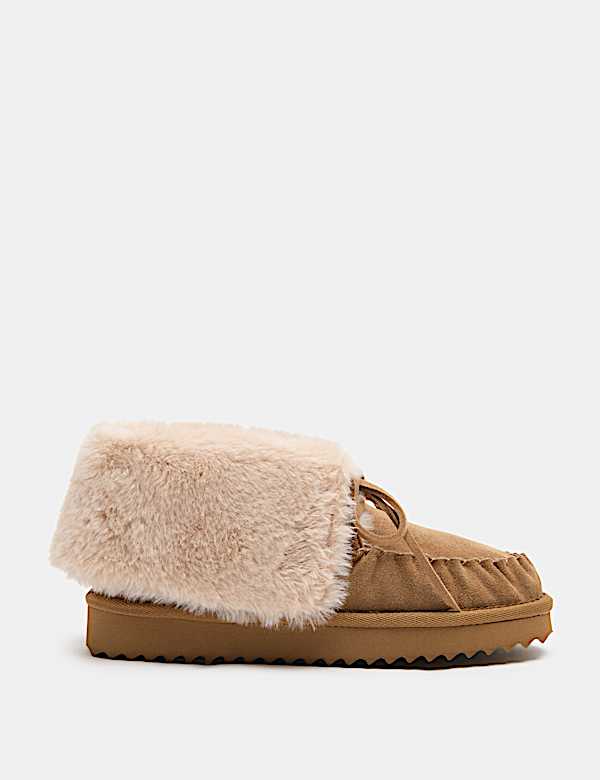 Suede Bow Slipper Boots - KR