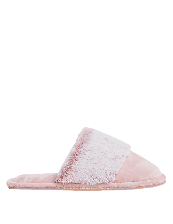 Faux Fur Cuff Mule Slippers
