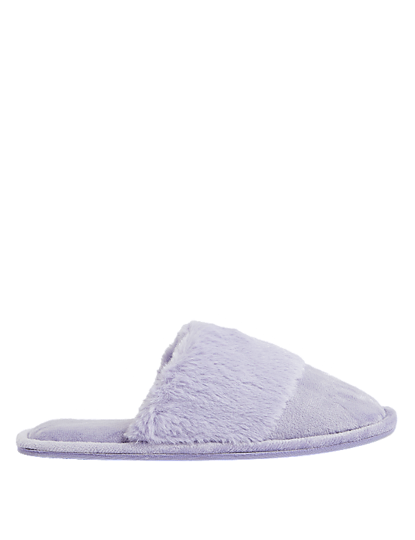 Faux Fur Cuff Mule Slippers
