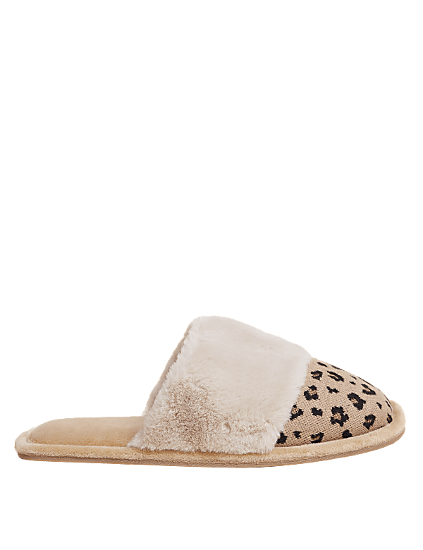 Faux Fur Cuff Mule Slippers
