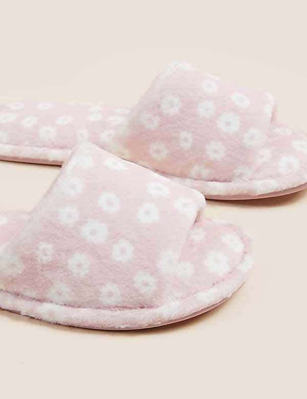 Floral Open Toe Mule Slippers