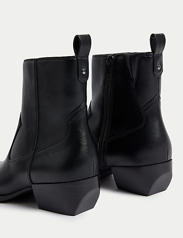 Enkelhoge cowboylaarsjes met blokhak - NL